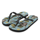 Artistic Fusion: Original Patterned  Design. Flip Flops. Pineapple Monkey - Pair Of Monkeys