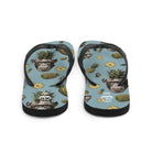 Artistic Fusion: Original Patterned  Design. Flip Flops. Pineapple Monkey - Pair Of Monkeys