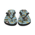 Artistic Fusion: Original Patterned  Design. Flip Flops. Pineapple Monkey - Pair Of Monkeys