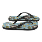Artistic Fusion: Original Patterned  Design. Flip Flops. Pineapple Monkey - Pair Of Monkeys