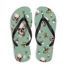 Artistic Fusion: Original Patterned  Design. Flip Flops. Skulls. P2 - Pair Of Monkeys