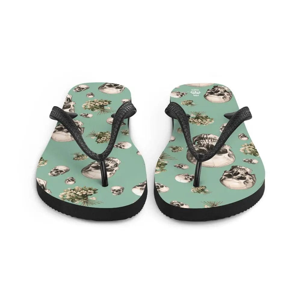 Artistic Fusion: Original Patterned  Design. Flip Flops. Skulls. P2 - Pair Of Monkeys