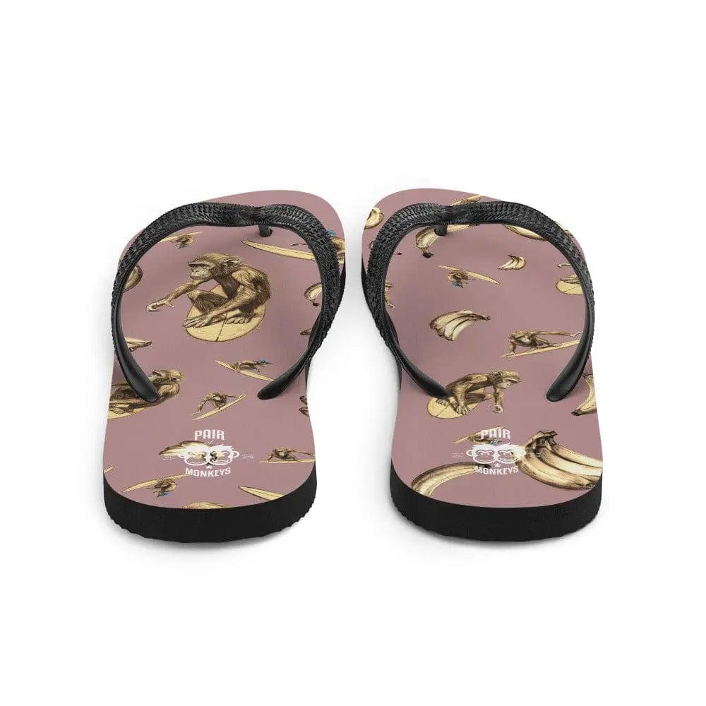 Artistic Fusion: Original Patterned  Design. Flip Flops. Surf Monkey - Pair Of Monkeys