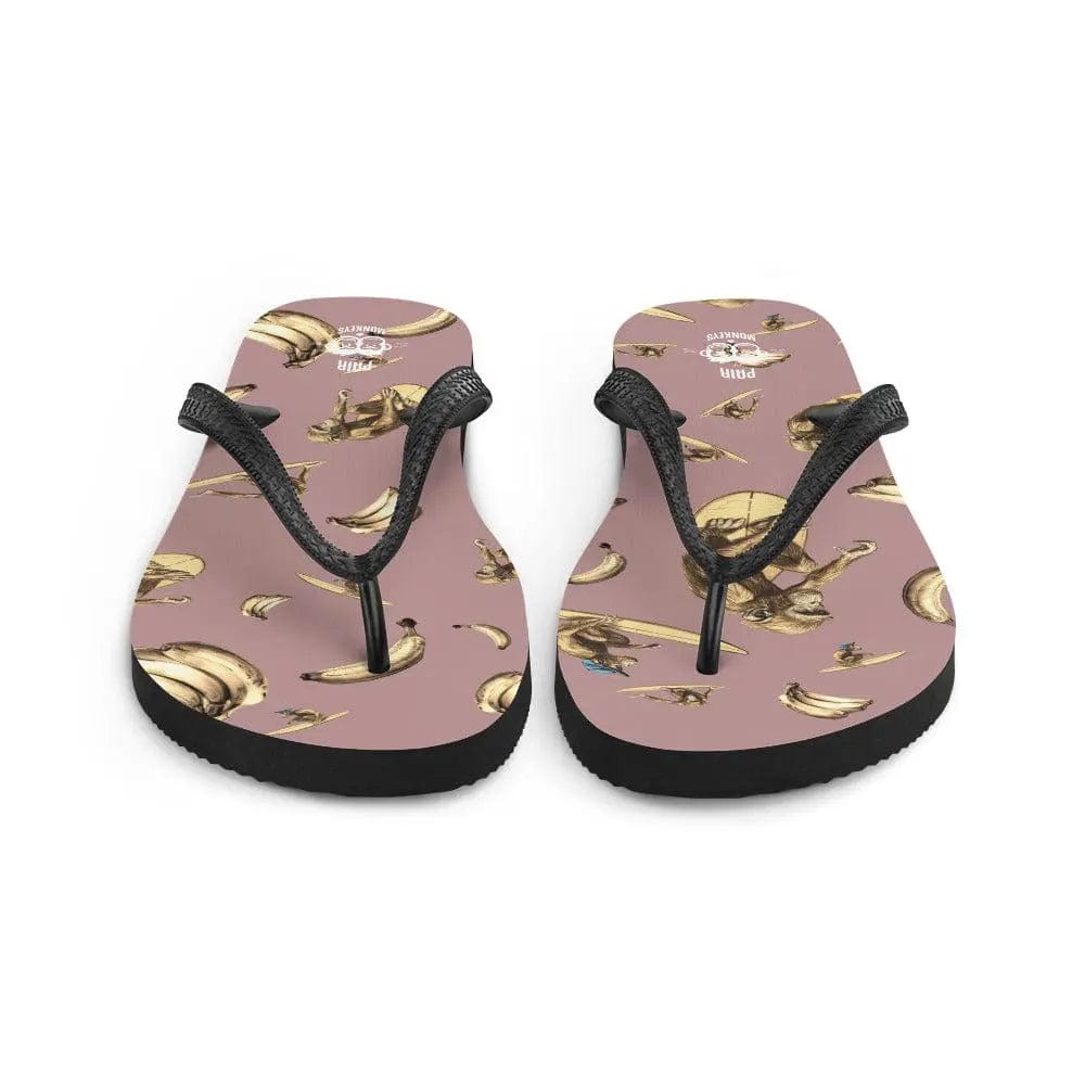 Artistic Fusion: Original Patterned  Design. Flip Flops. Surf Monkey - Pair Of Monkeys