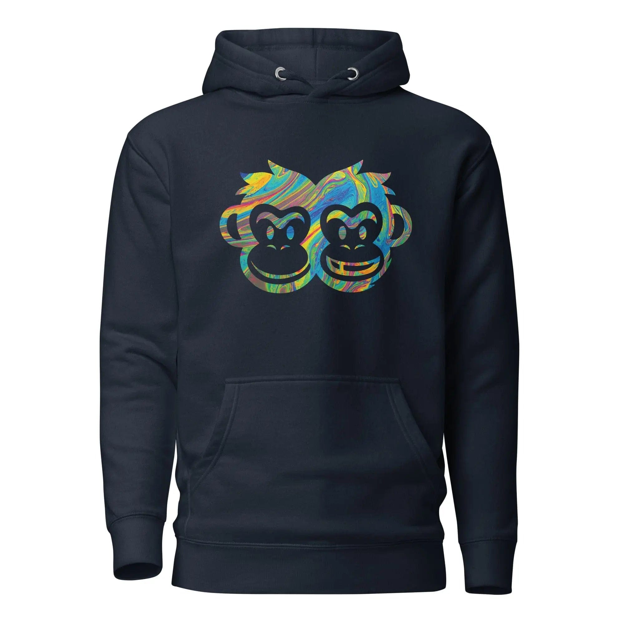 Artistic Fusion: Original Patterned Designs. Hoodie. P2 - Pair Of Monkeys