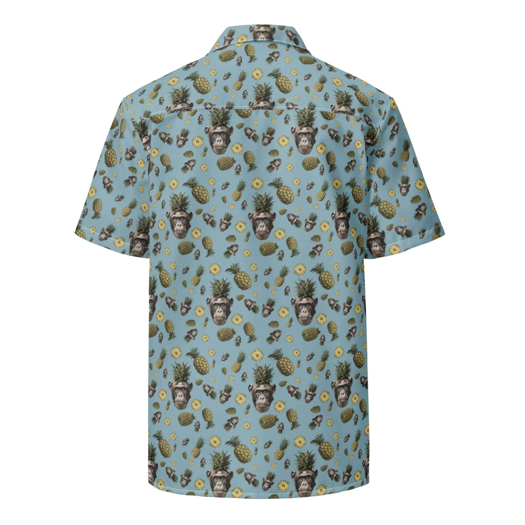 Artistic Fusion: Original Patterned Designs. Short Sleeve Shirt. Pineapple Monkey - Pair Of Monkeys