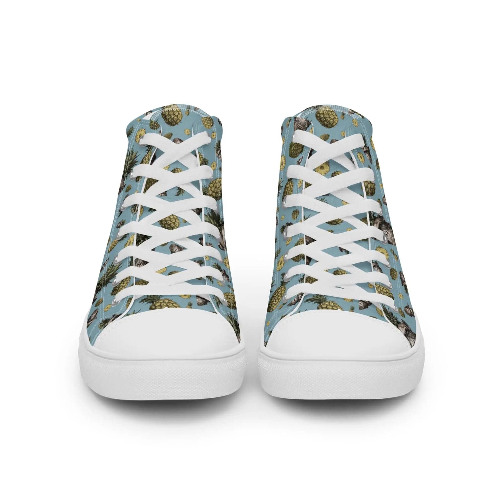 Artistic Fusion: Original patterned design. Pineapple Monkey. Men’s high top. - Pair Of Monkeys