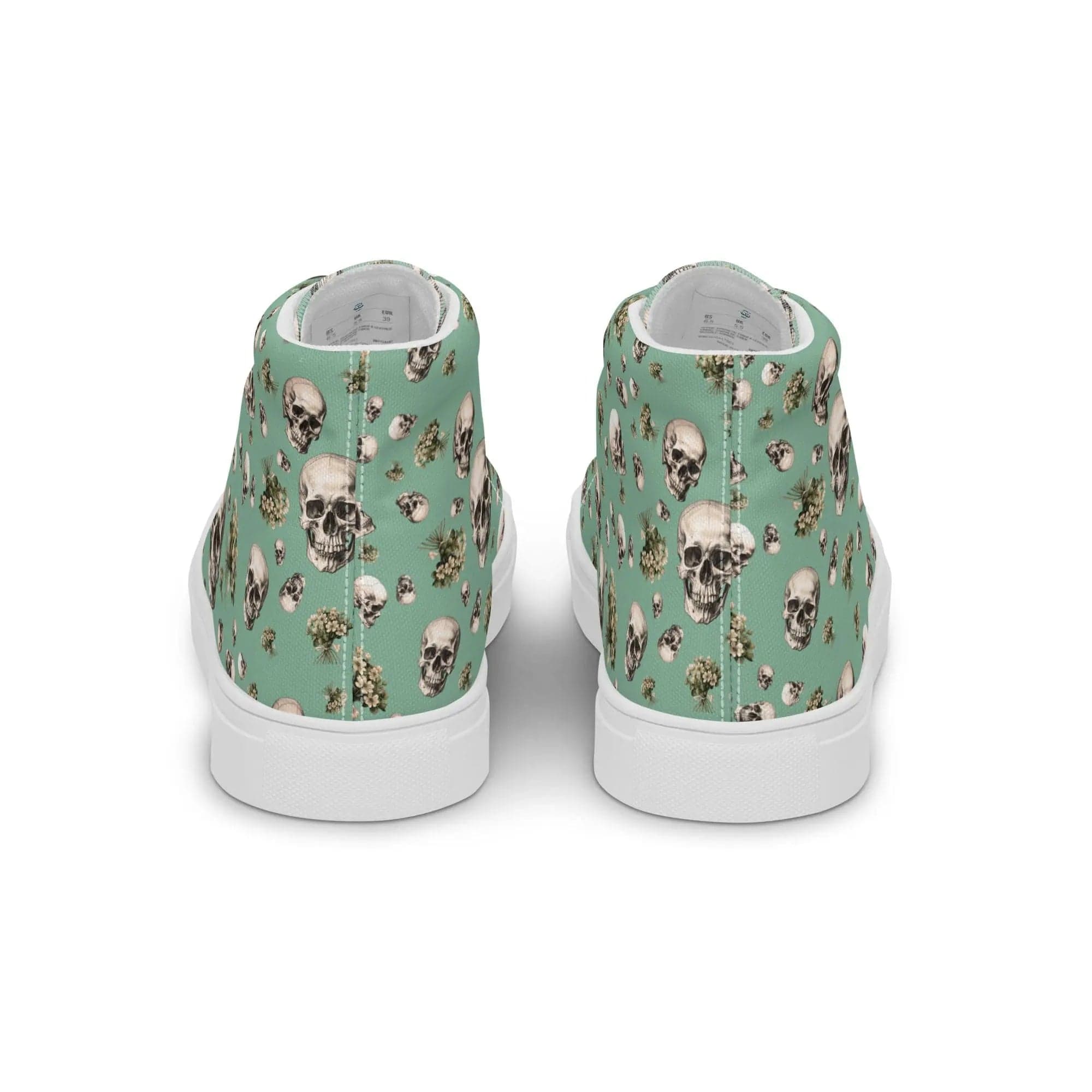 Artistic Fusion: Original patterned design. Skulls & Flowers. Men’s high top. - Pair Of Monkeys