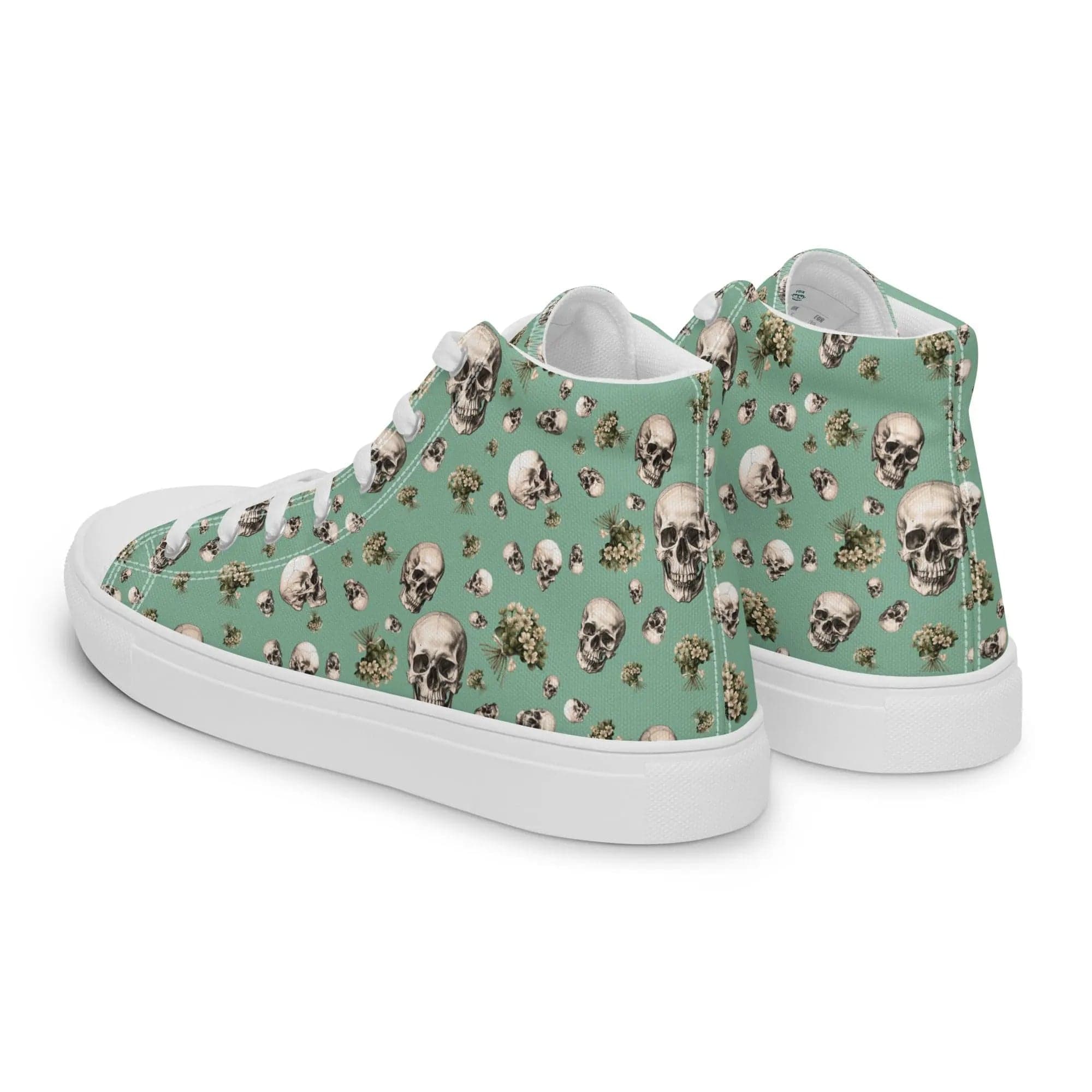 Artistic Fusion: Original patterned design. Skulls & Flowers. Men’s high top. - Pair Of Monkeys