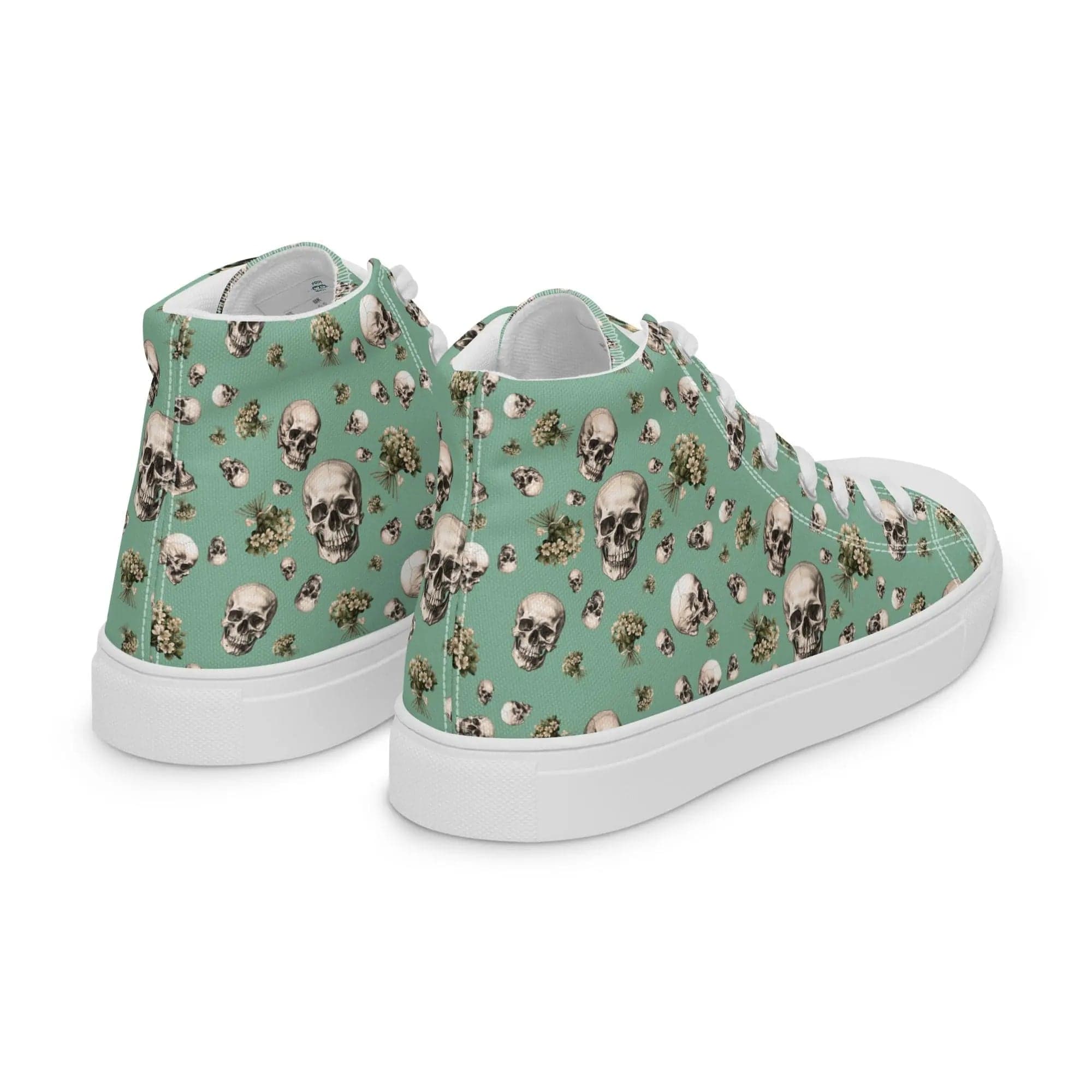 Artistic Fusion: Original patterned design. Skulls & Flowers. Men’s high top. - Pair Of Monkeys