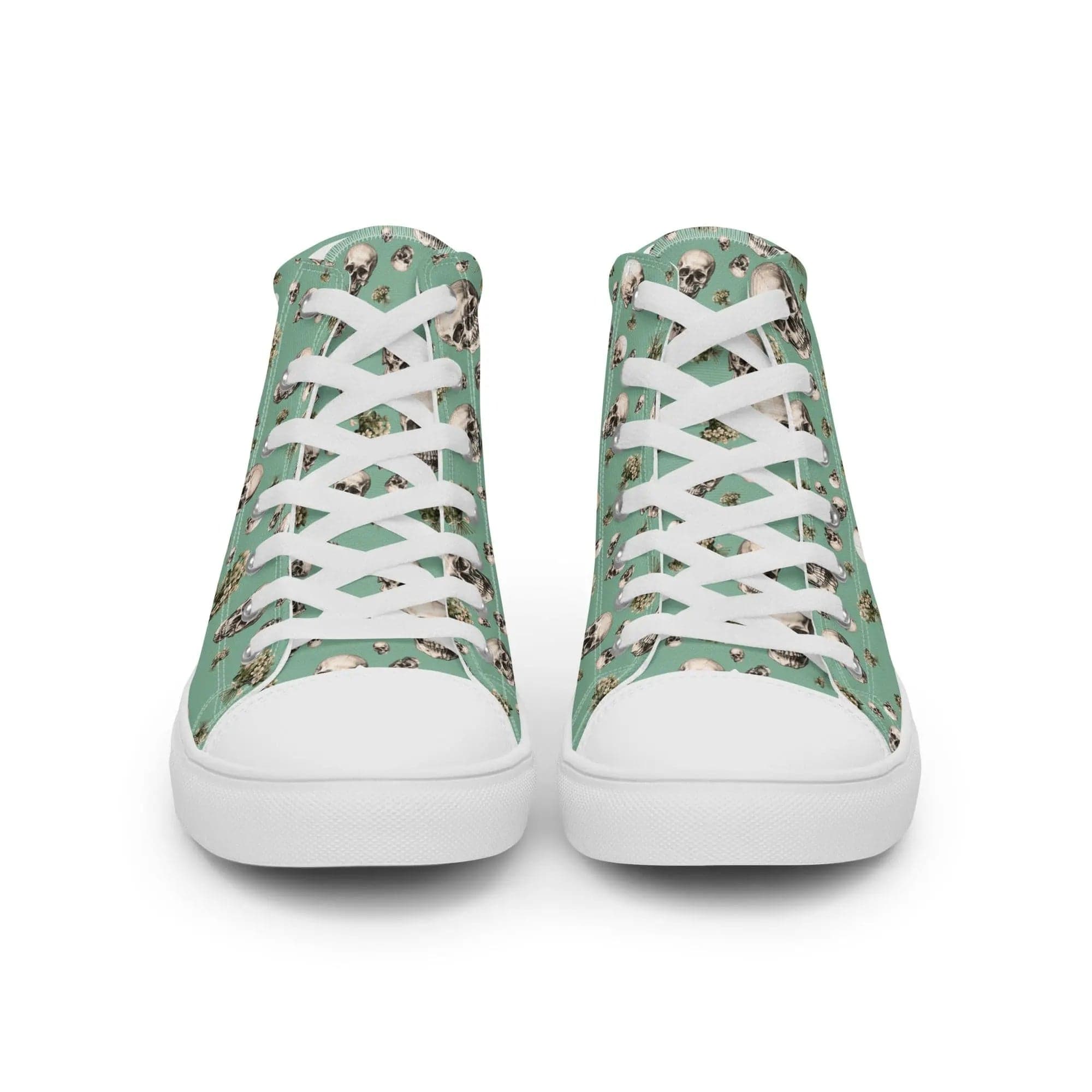 Artistic Fusion: Original patterned design. Skulls & Flowers. Men’s high top. - Pair Of Monkeys