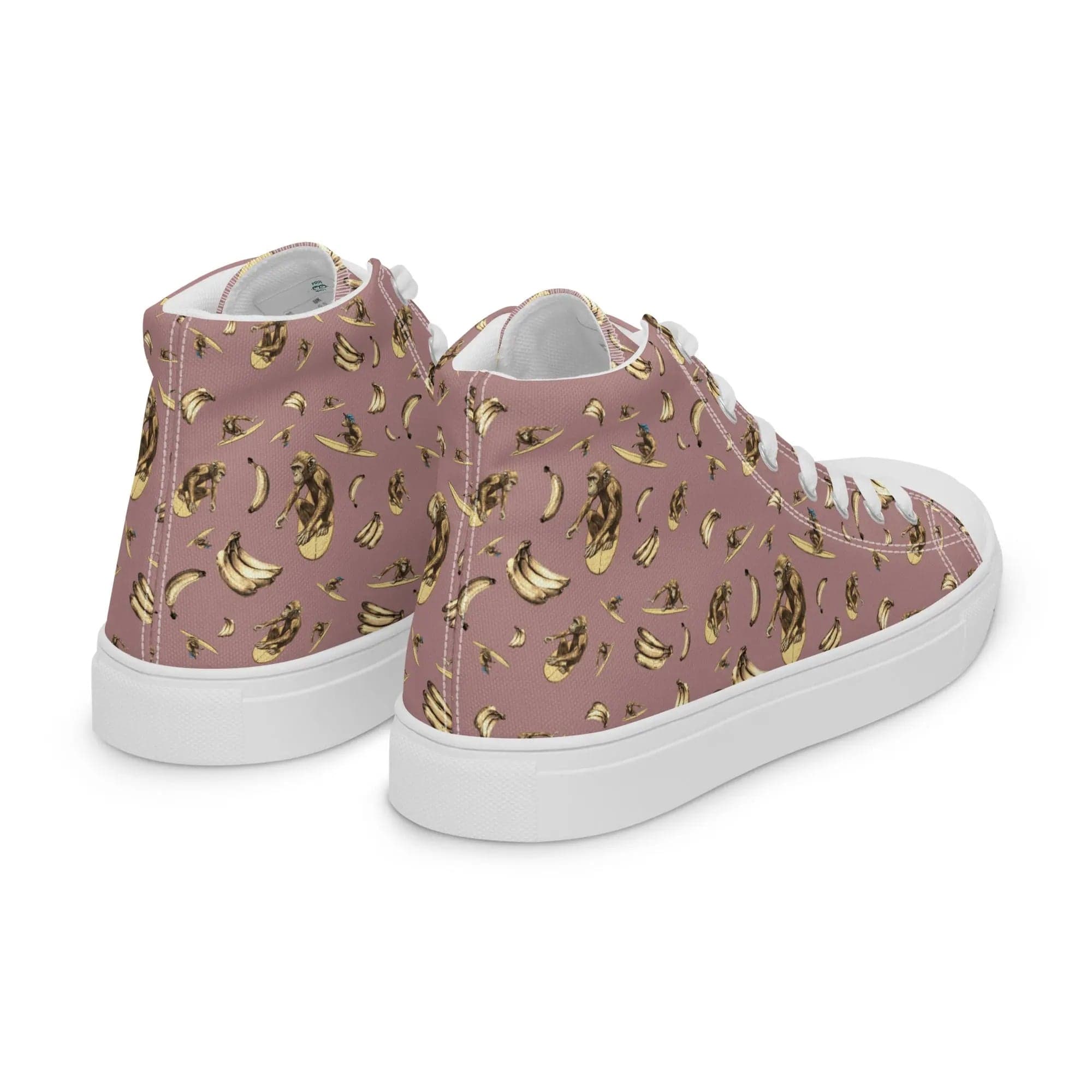 Artistic Fusion: Original patterned design. Surf Monkey. Men’s high top. - Pair Of Monkeys