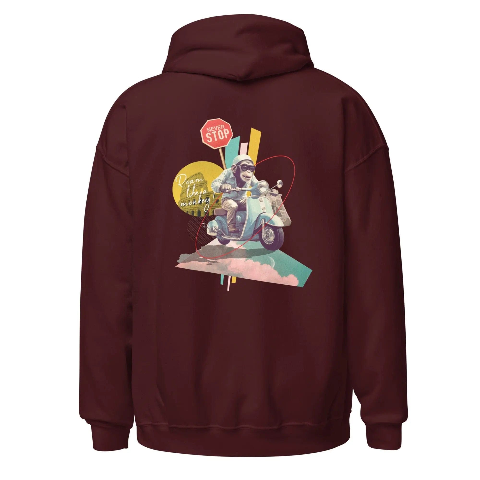 Mixed Up: front and back design, original Monkey Roam collage. Hoodie. - Pair Of Monkeys