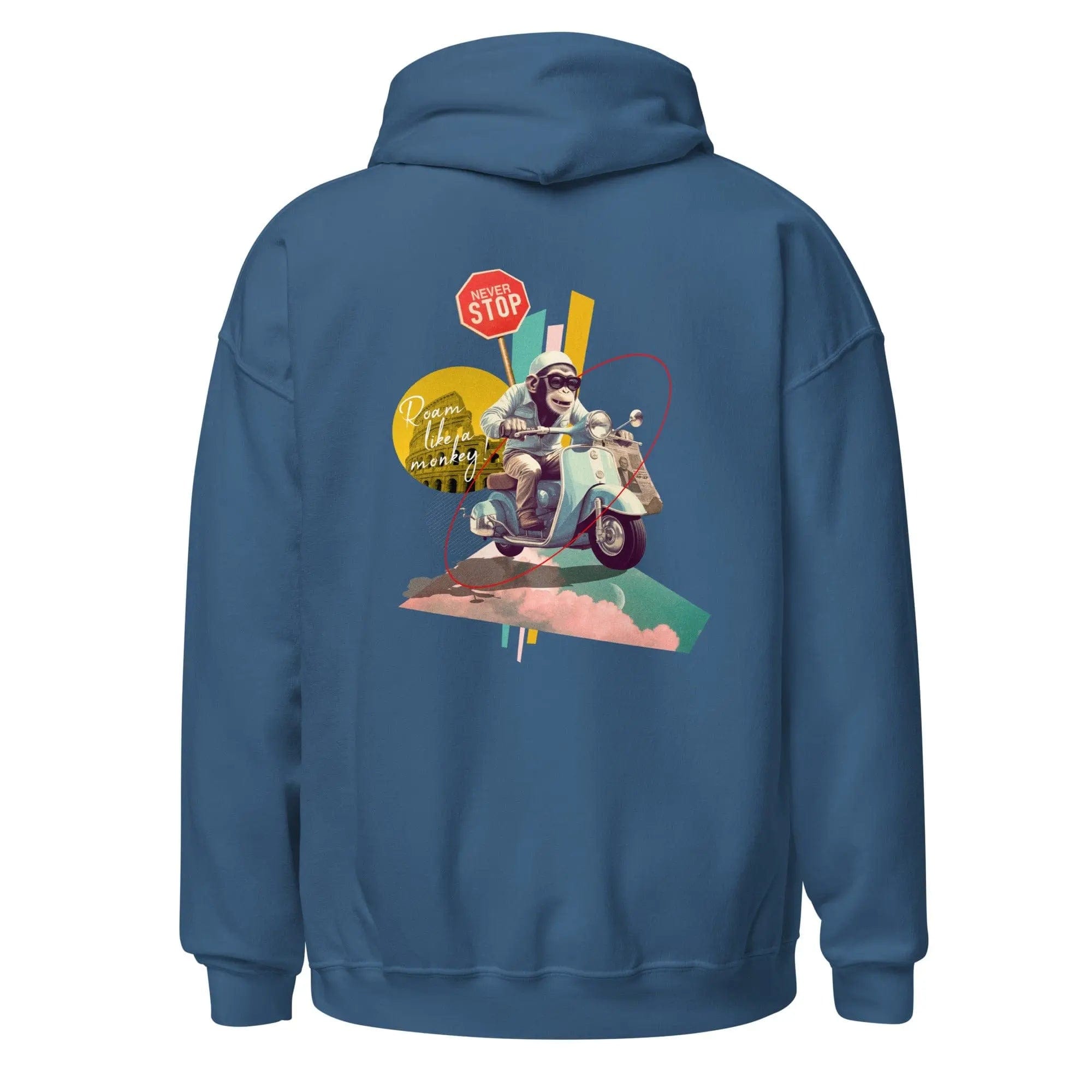 Mixed Up: front and back design, original Monkey Roam collage. Hoodie. - Pair Of Monkeys