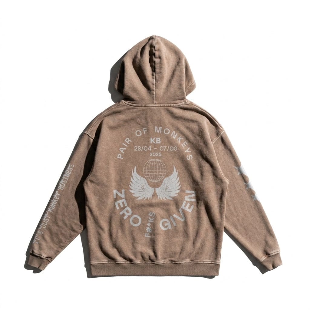 PØM ORIGINS — Snow Washed Hoodie | 420gsm Cotton Pair Of Monkeys