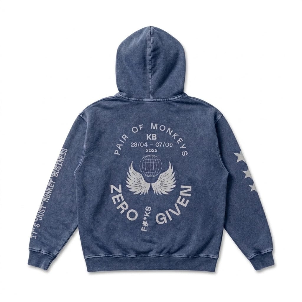 PØM ORIGINS — Snow Washed Hoodie | 420gsm Cotton Pair Of Monkeys