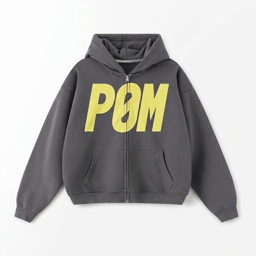 PØM ESSENTIALS — Cropped Zip-Up Hoodie | 460gsm Cotton Fleece Pair Of Monkeys