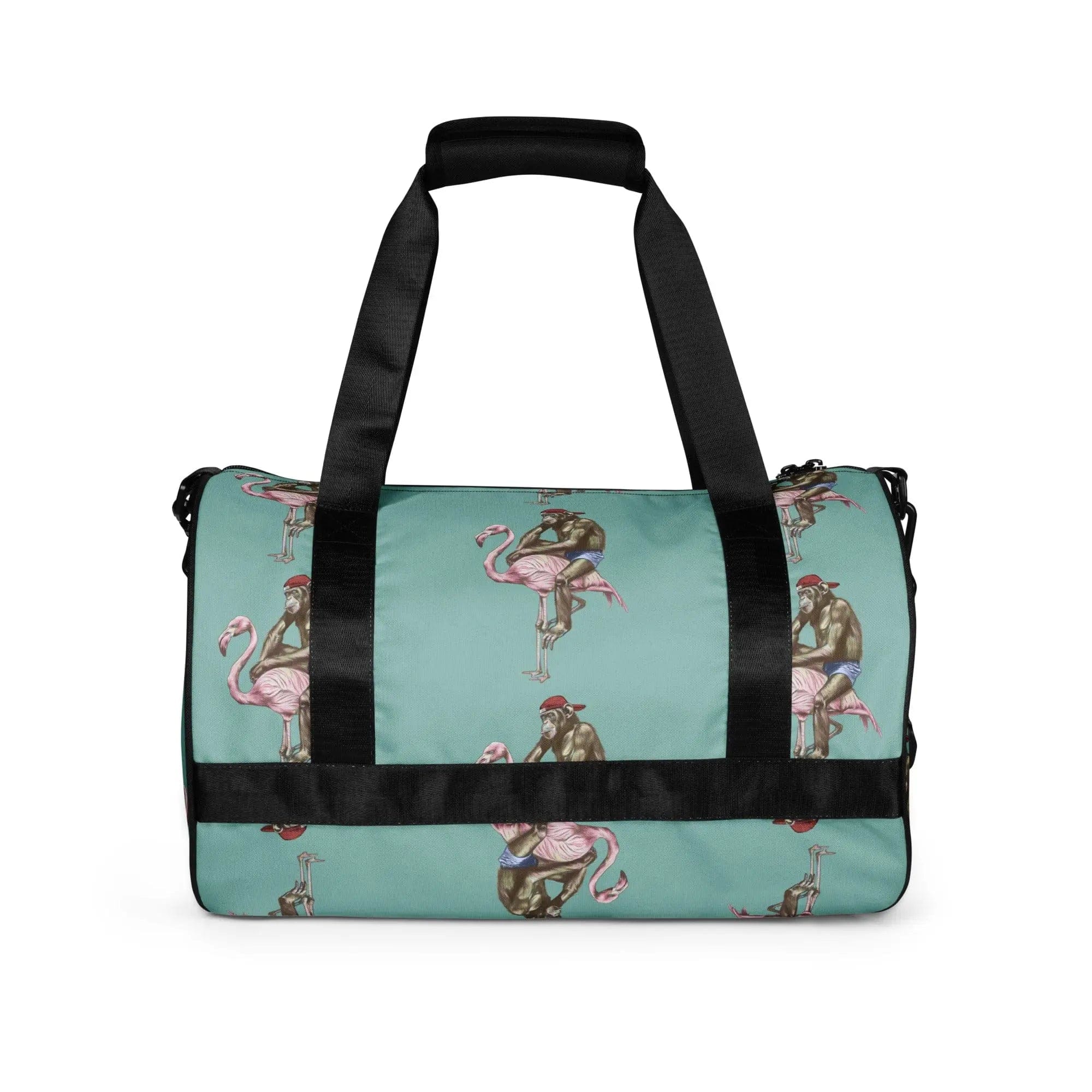 Artistic Fusion: Original Patterned Designs. Gym Bag - Flamingo & Monkey. - Pair Of Monkeys