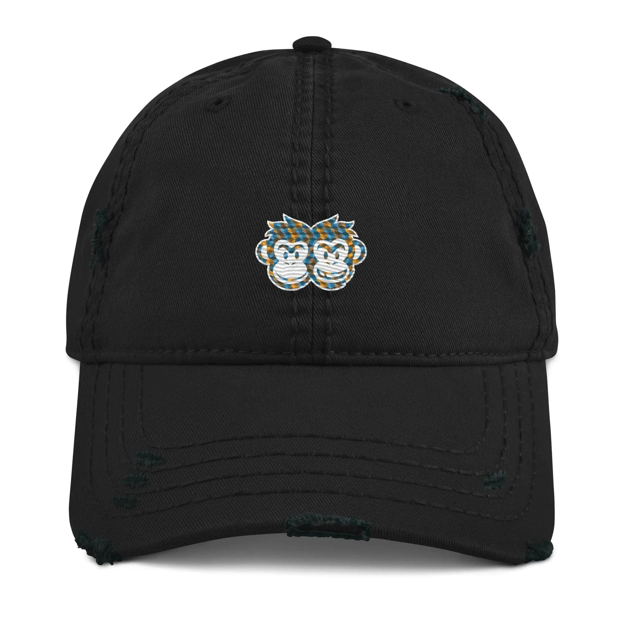 Distressed Dad Hat: Cubes 1 - Pair Of Monkeys