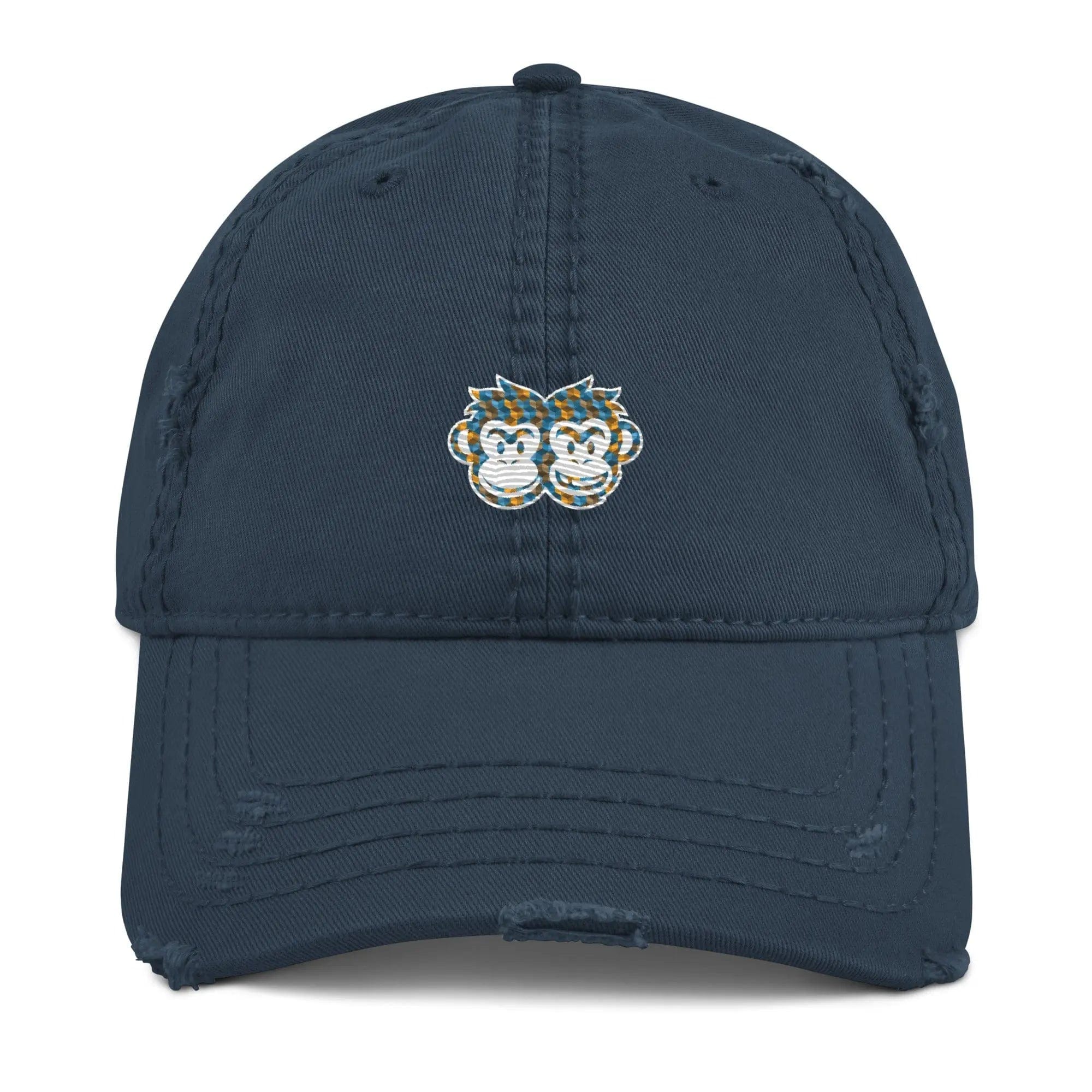 Distressed Dad Hat: Cubes 1 - Pair Of Monkeys