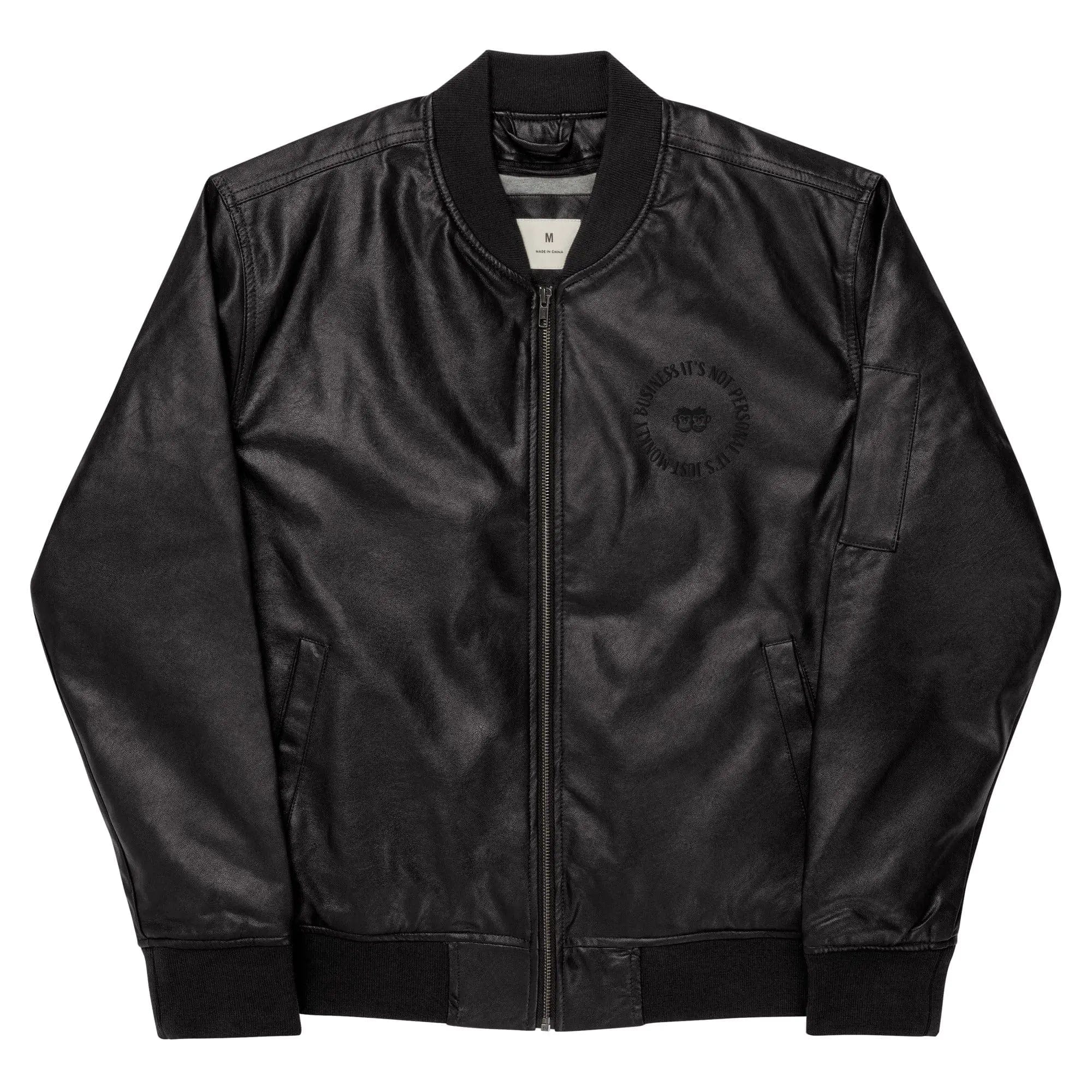 Original 'It's Not Personal, It's Just Monkey Business', Leather Bomber Jacket. P2 - Pair Of Monkeys