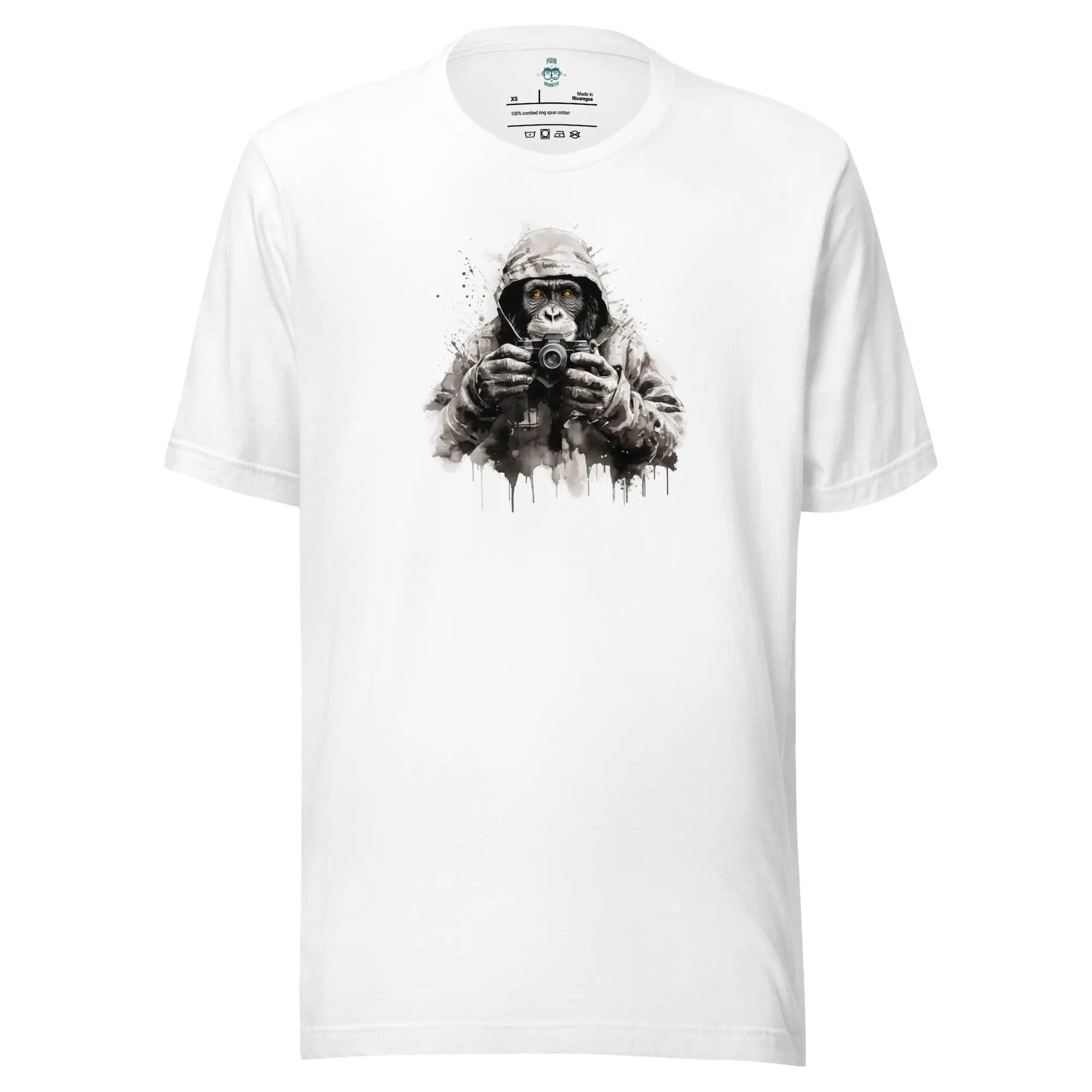 Vintage Vibes: Iconic T-shirt. Chimp Photographer. P2 - Pair Of Monkeys