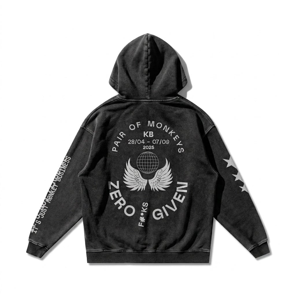 PØM ORIGINS — Snow Washed Hoodie | 420gsm Cotton Pair Of Monkeys