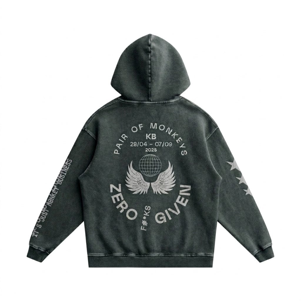 PØM ORIGINS — Snow Washed Hoodie | 420gsm Cotton Pair Of Monkeys