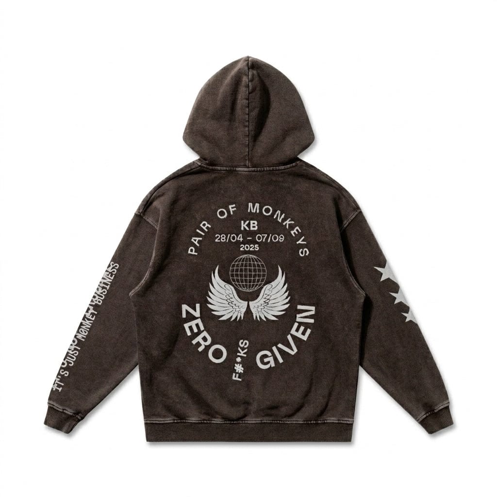 PØM ORIGINS — Snow Washed Hoodie | 420gsm Cotton Pair Of Monkeys