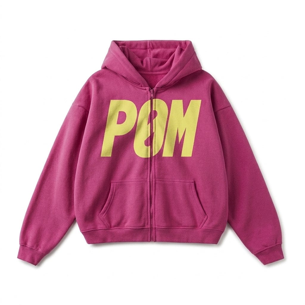 PØM ESSENTIALS — Cropped Zip-Up Hoodie | 460gsm Cotton Fleece Pair Of Monkeys