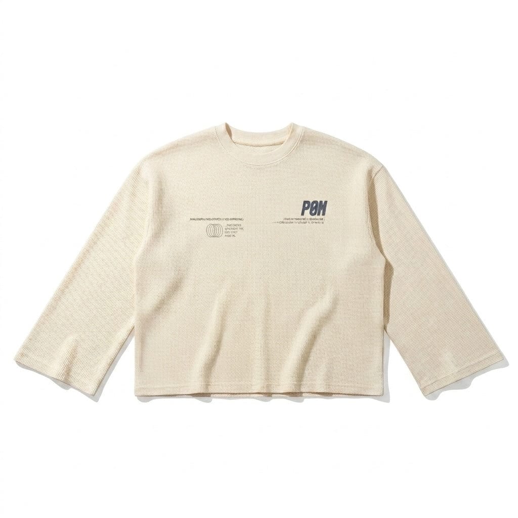 PØM ESSENTIALS — Unisex Waffle Raw Edge T-Shirt | 220gsm Cotton Blend Pair Of Monkeys