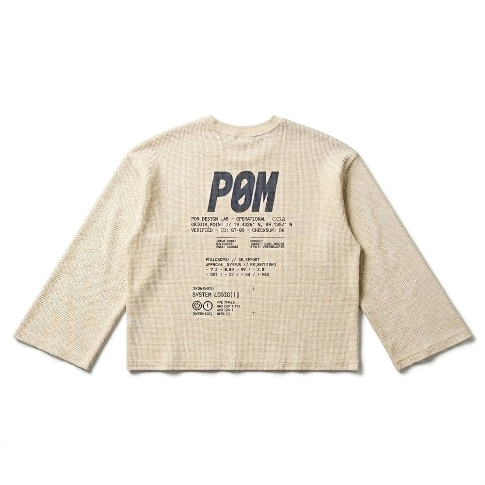 PØM ESSENTIALS — Unisex Waffle Raw Edge T-Shirt | 220gsm Cotton Blend Pair Of Monkeys
