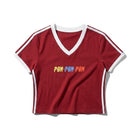 PØM ESSENTIALS — V-Neck Crop T-Shirt [019] | 210gsm Cotton-Spandex ODMPOD