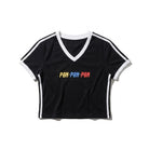 PØM ESSENTIALS — V-Neck Crop T-Shirt [019] | 210gsm Cotton-Spandex ODMPOD