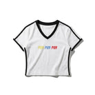 PØM ESSENTIALS — V-Neck Crop T-Shirt [019] | 210gsm Cotton-Spandex ODMPOD