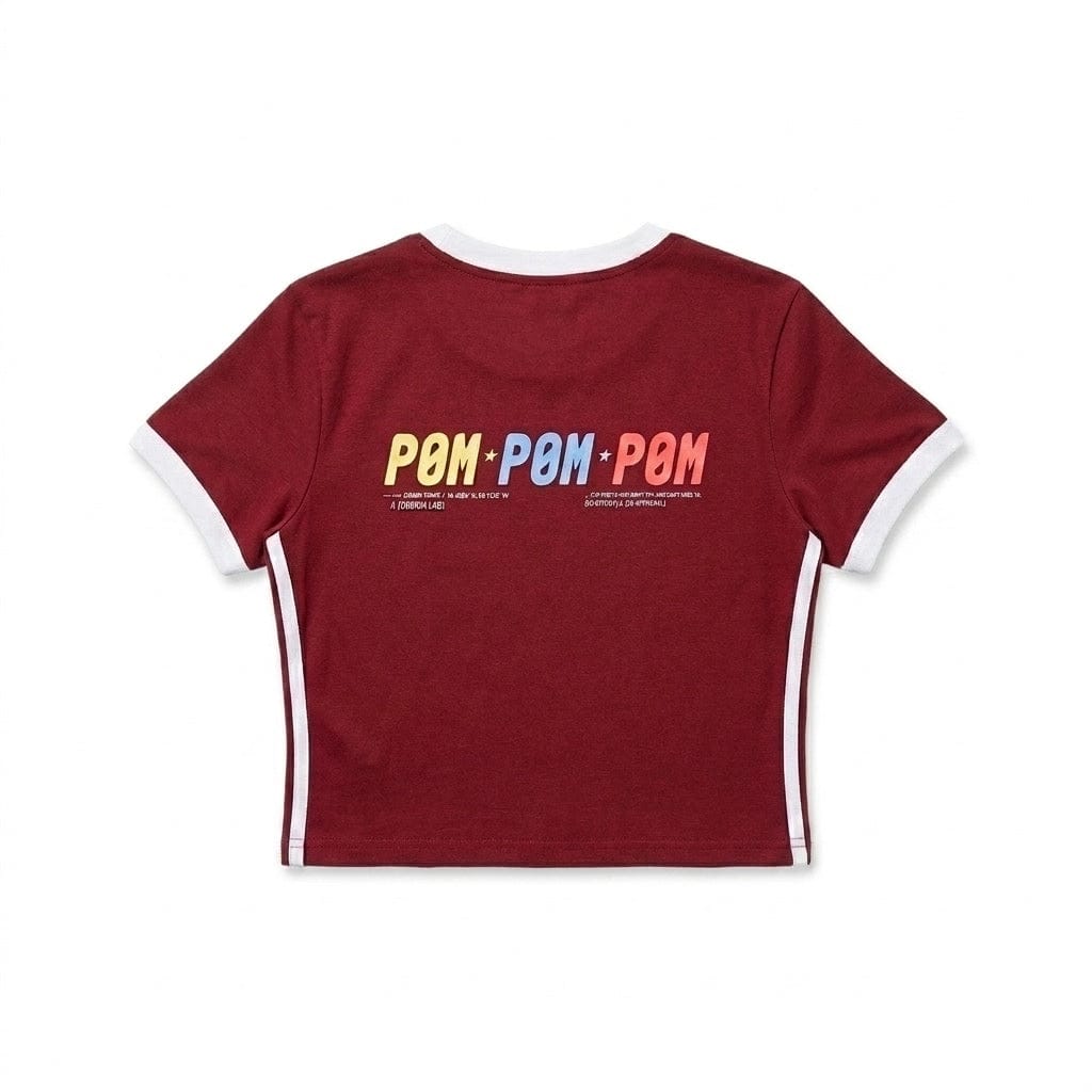PØM ESSENTIALS — V-Neck Crop T-Shirt [019] | 210gsm Cotton-Spandex ODMPOD