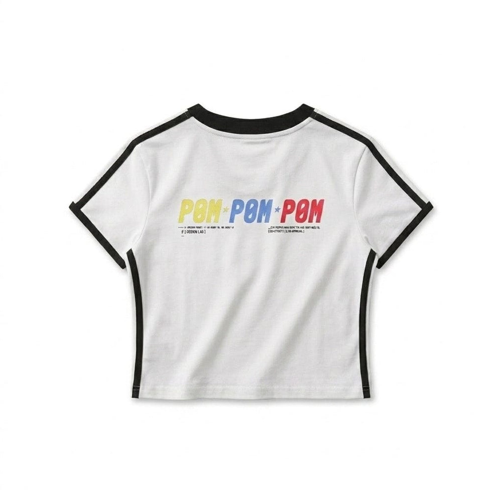 PØM ESSENTIALS — V-Neck Crop T-Shirt [019] | 210gsm Cotton-Spandex Pair Of Monkeys